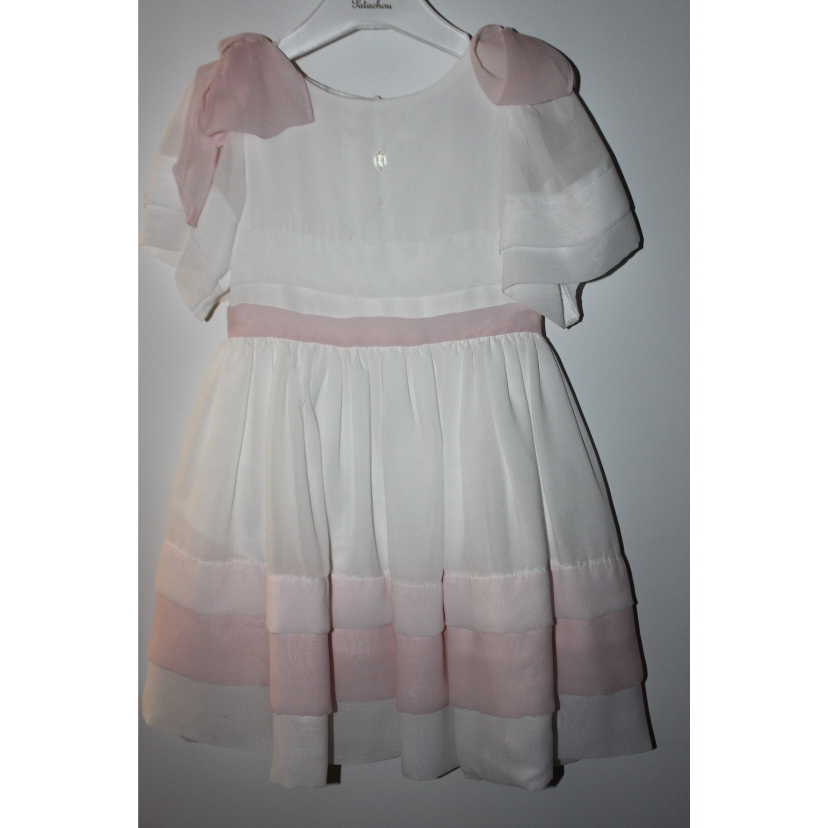 Patachou Patachou Jurk wit met roze strikken