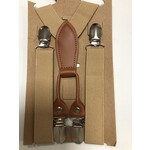 Bretels beige met cognac leer