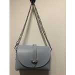 Leren Tasje licht blauw met zilveren ketting