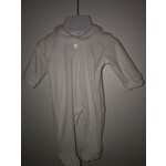 Babidu Babidu CANNETILLE LONG SLEEVED velours  FOOTIE W/PETER PAN COLLAR WHITE-14265