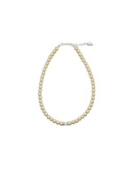 Rian Rian Parel ketting  beige /goud met steentje