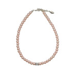 Rian Rian Parel ketting  roze met steentje