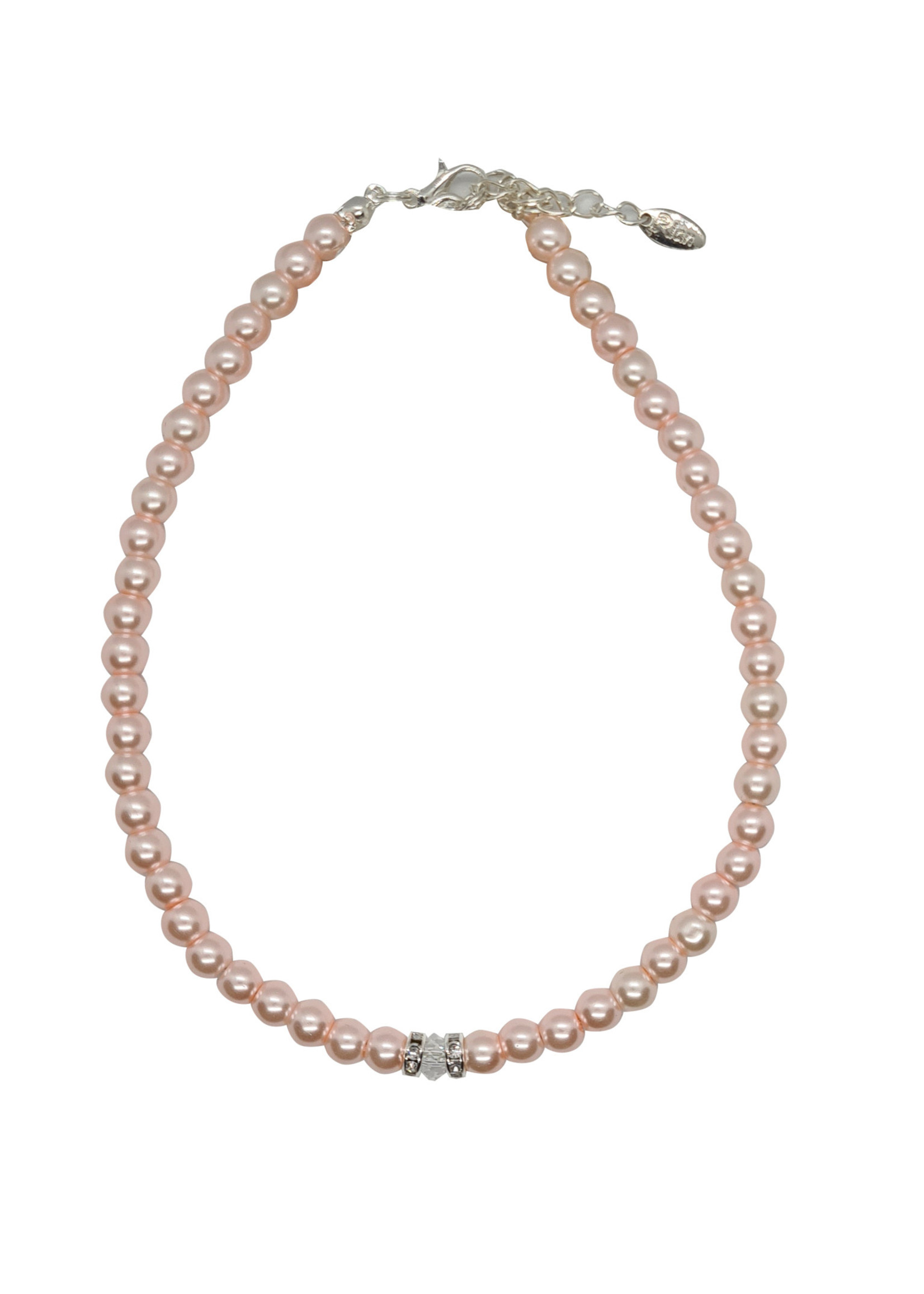 Rian Rian Parel ketting  roze met steentje