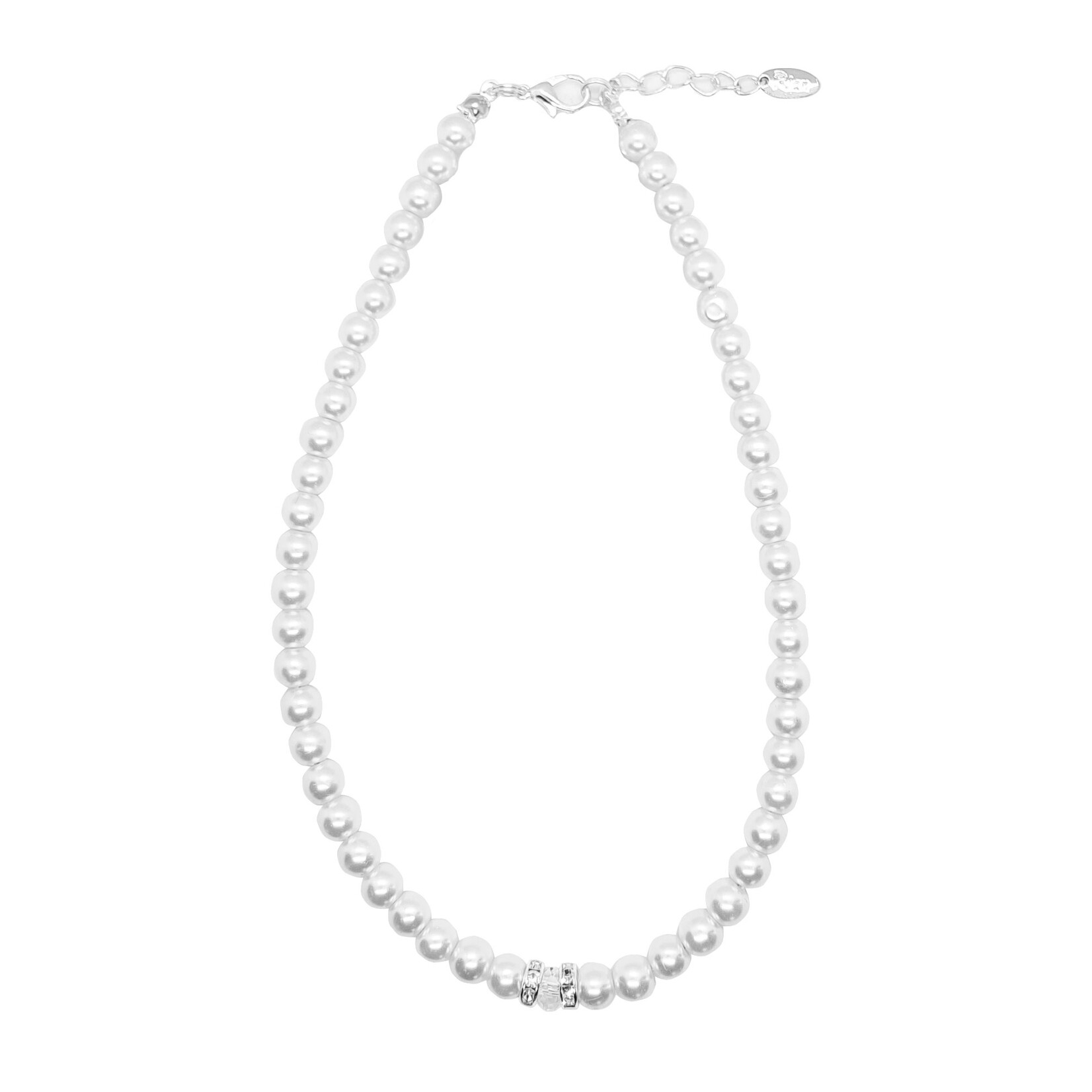 Rian Rian Parel ketting  wit  met steentje