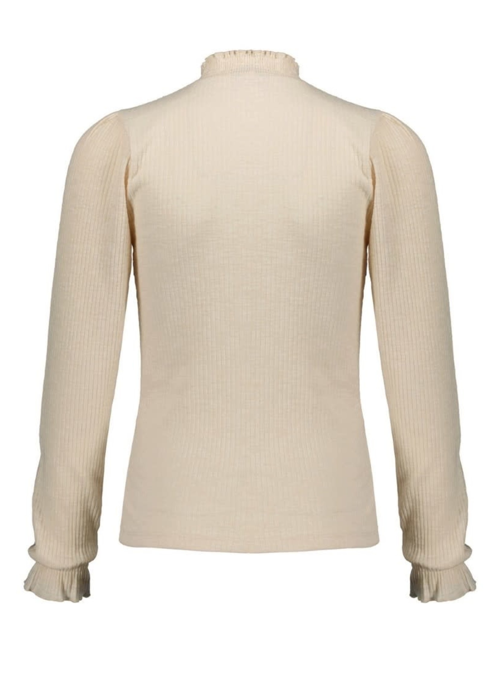 Nobell Nobell Kooka melange rib jersey puffed sleeved top+smock at neck and sleeve end Q208-3404 Pearled Ivory