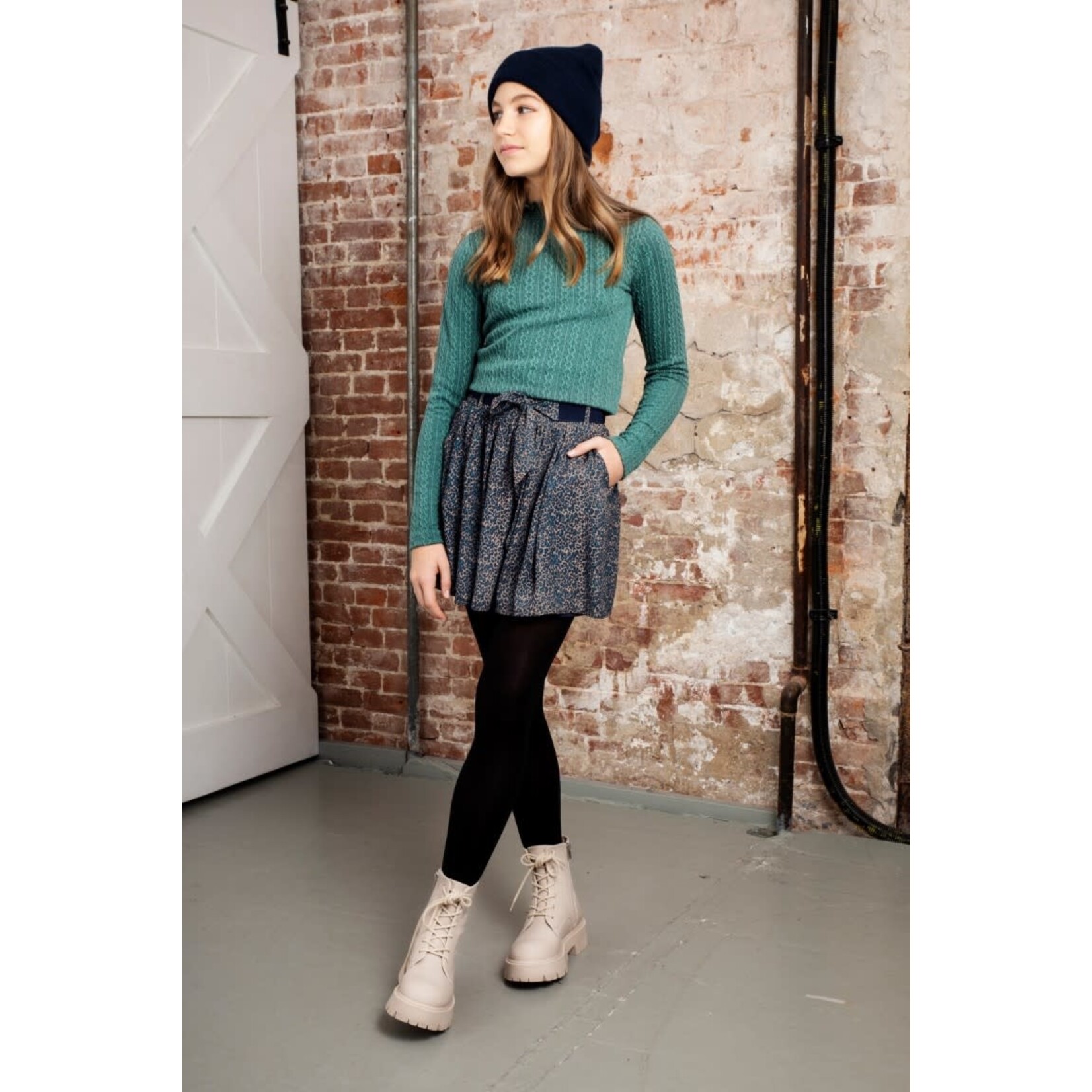 Nobell Nobell Nanu skirt Animal AOP with elastic belt Q208-3702 Beige