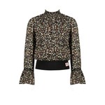 NoNo NoNo Tami blouse with trumpet sleeve ends+jersey waistband N209-5101 Antracite