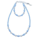Rian Rian Parel ketting  l blauw met glittersteentjes
