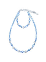 Rian Rian Parel ketting  l blauw met glittersteentjes