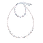 Rian Rian Parel ketting  roze met glittersteentjes