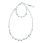 Rian Rian Parel ketting off white met glittersteentjes