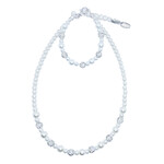 Rian Rian Parel ketting wit met glittersteentjes