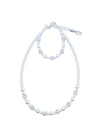 Rian Rian Parel ketting wit met glittersteentjes