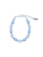 Rian Rian Parel armband l blauw met glittersteentjes