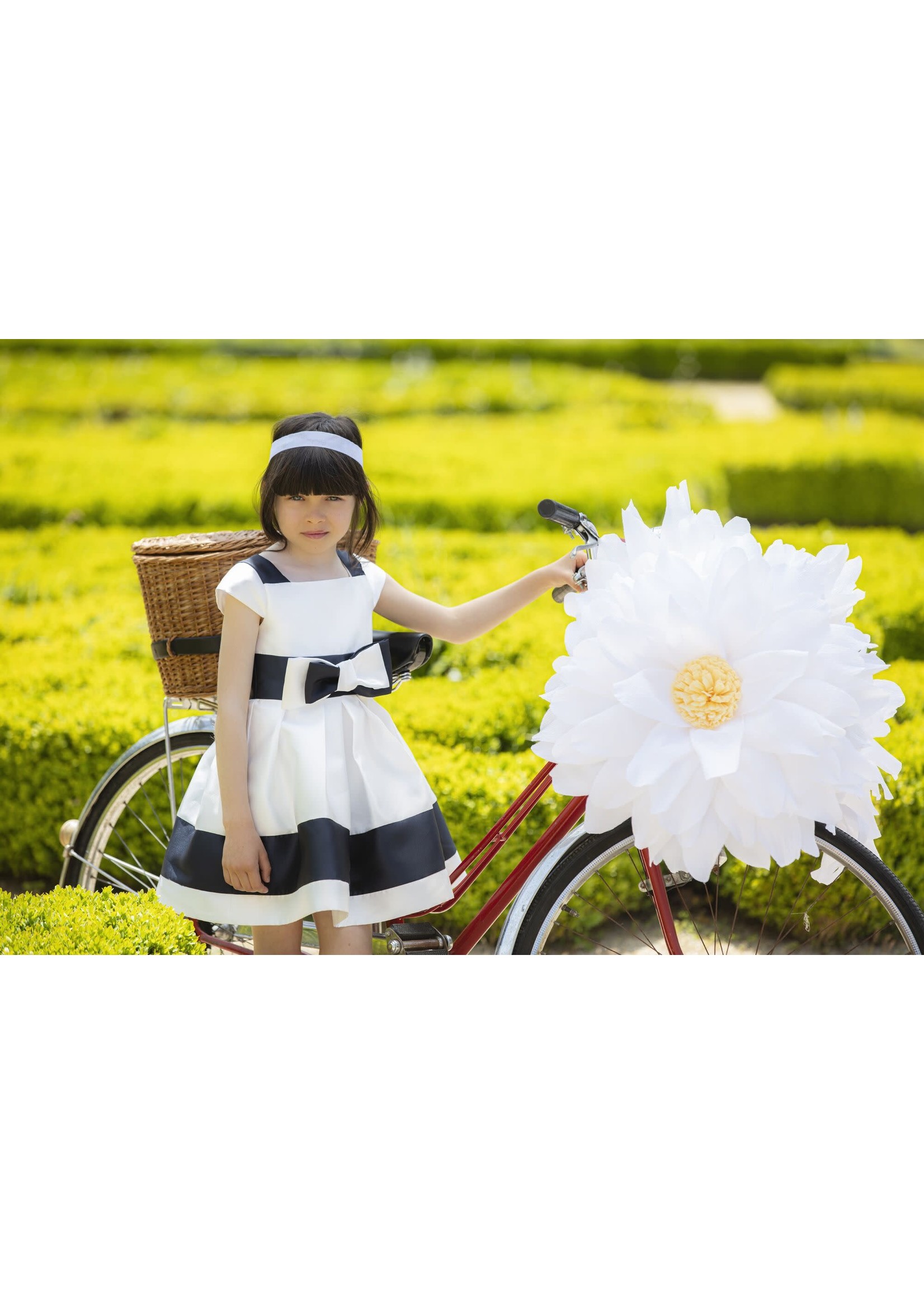 Patachou Patachou donkerblauw wit met wijde rok