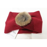 Meia Pata Meia Pata Interlaced Ribbon With Natural Fur Pompom 21 Bordeaux 02