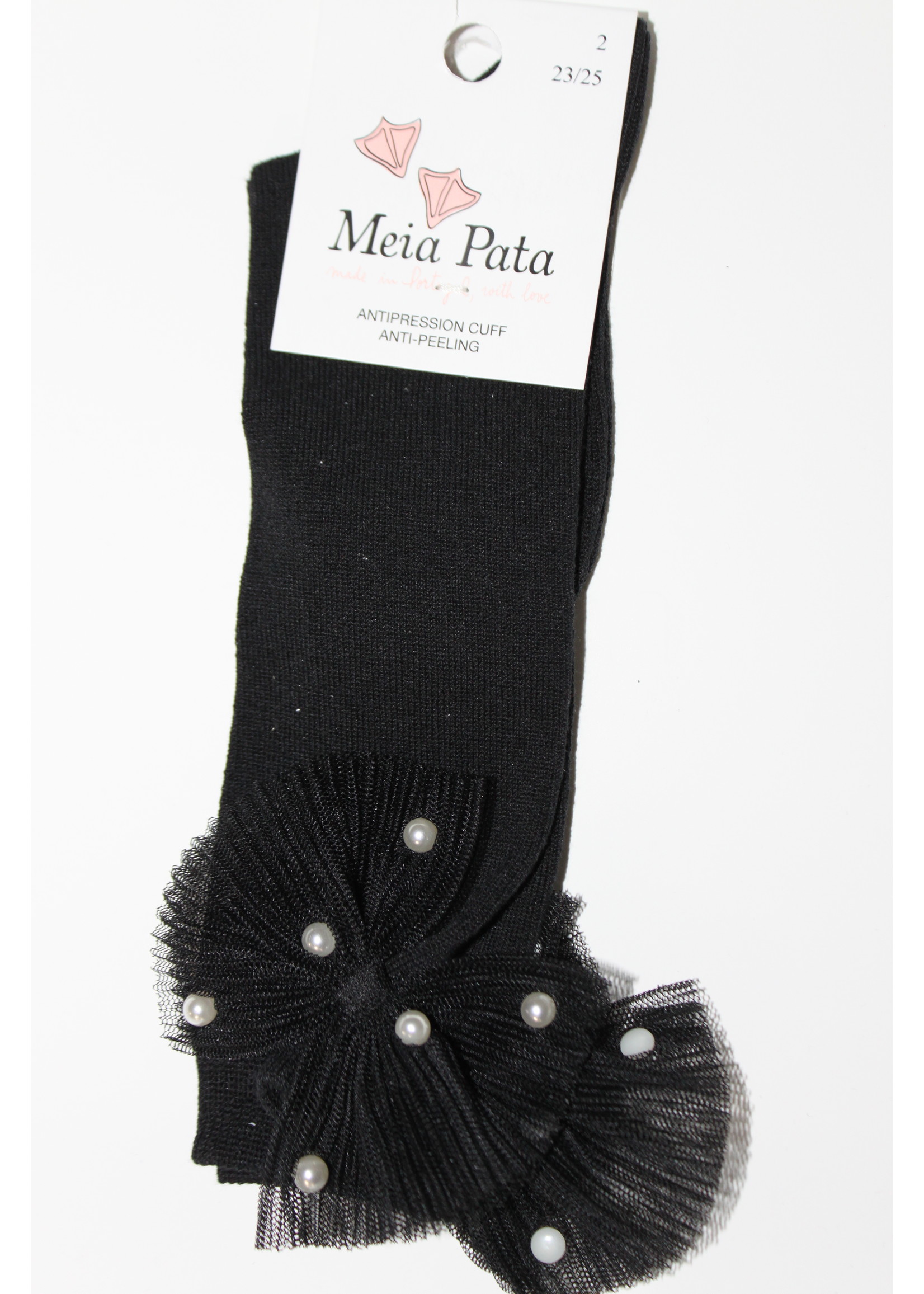 Meia Pata Meia Pata Kneesocks With Tule Bow With Pearls 05 Black