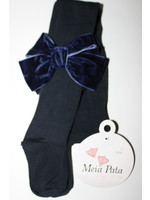 Meia Pata Meia Pata Tights With Double Velvet Bow 14 Navy Blue