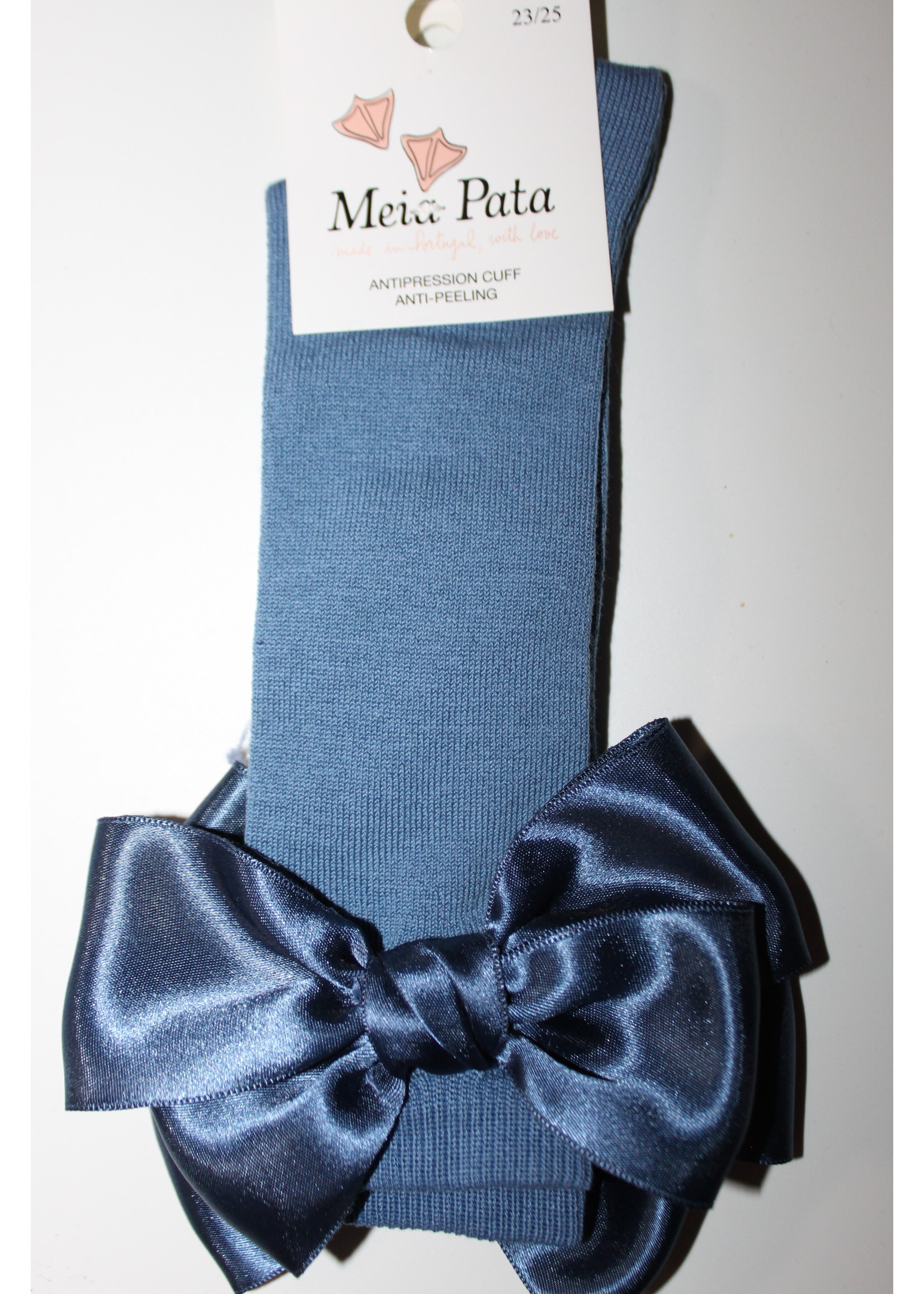 Meia Pata Meia Pata Kneesocks With Double Satin Bow 12 Gangue Blue