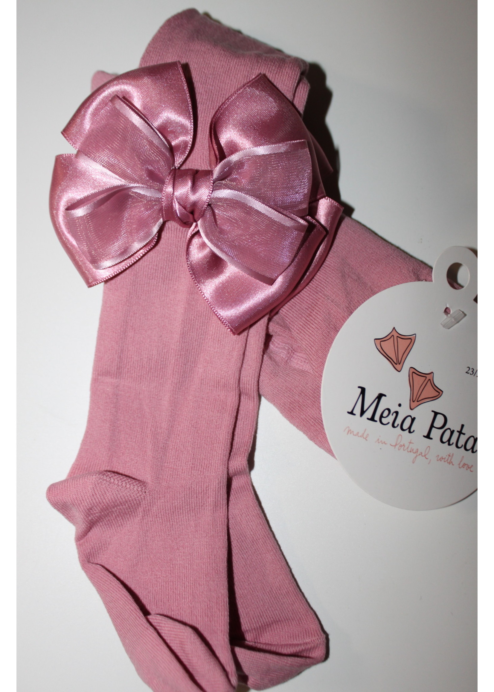 Meia Pata Meia Pata Tights  dark Pink  With  dubble Satin Bow