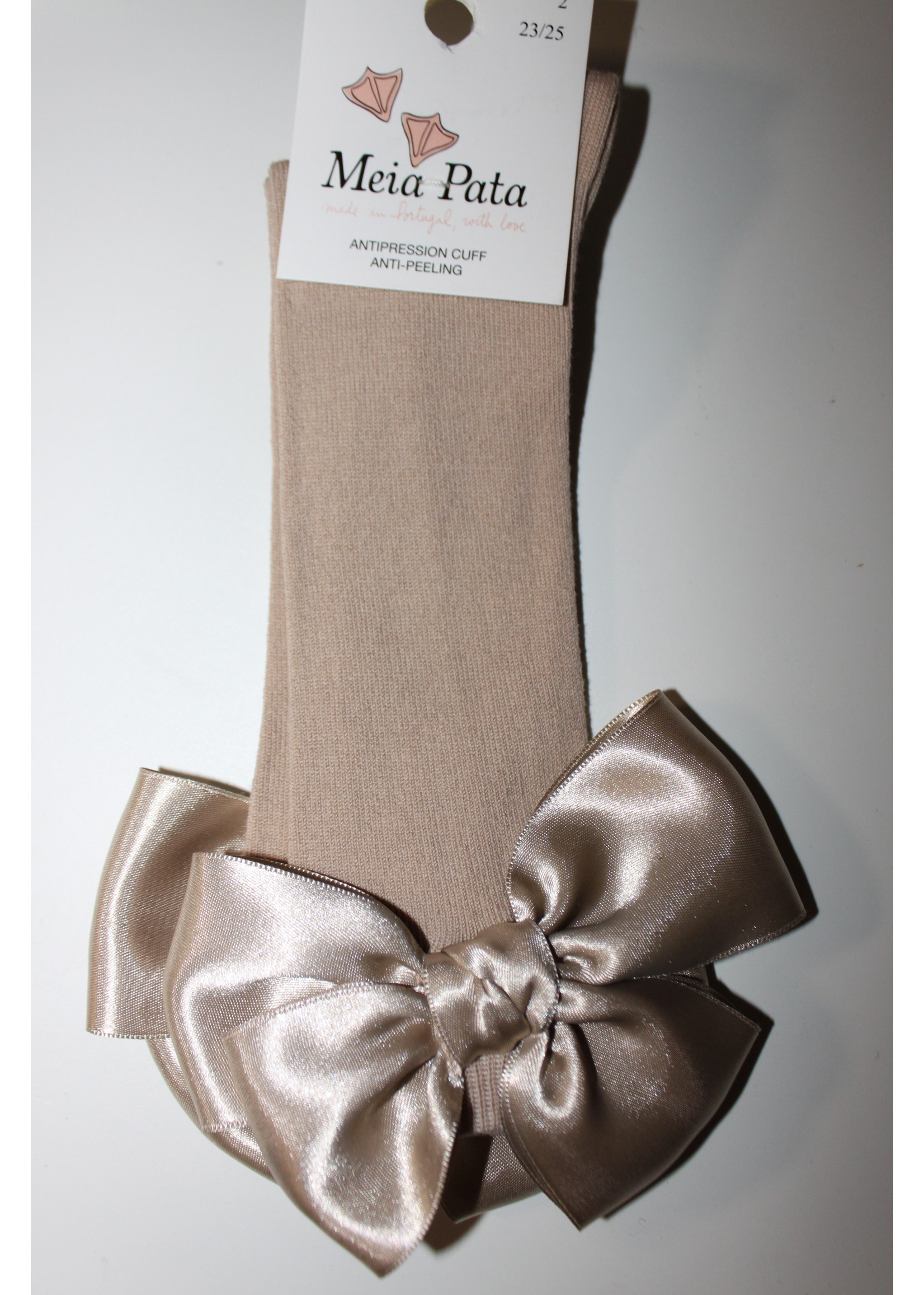 Meia Pata Meia Pata Kneesocks With Double Satin Bow 08 Beige