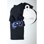 Meia Pata Meia Pata Tights D Blue With  Satin Bow pearl