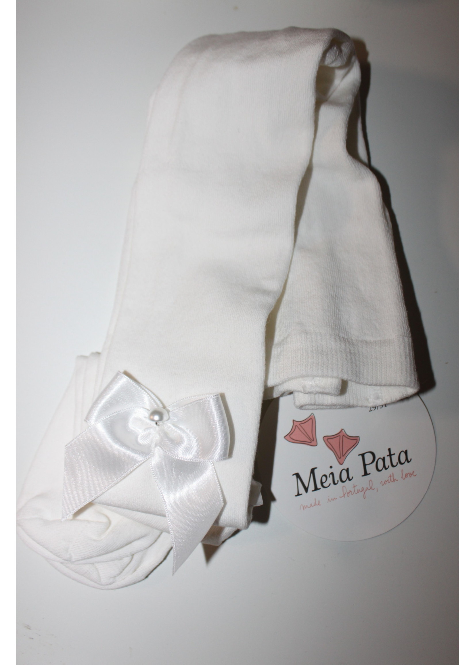 Meia Pata Meia Pata Tights Off White  With  Satin Bow pearl