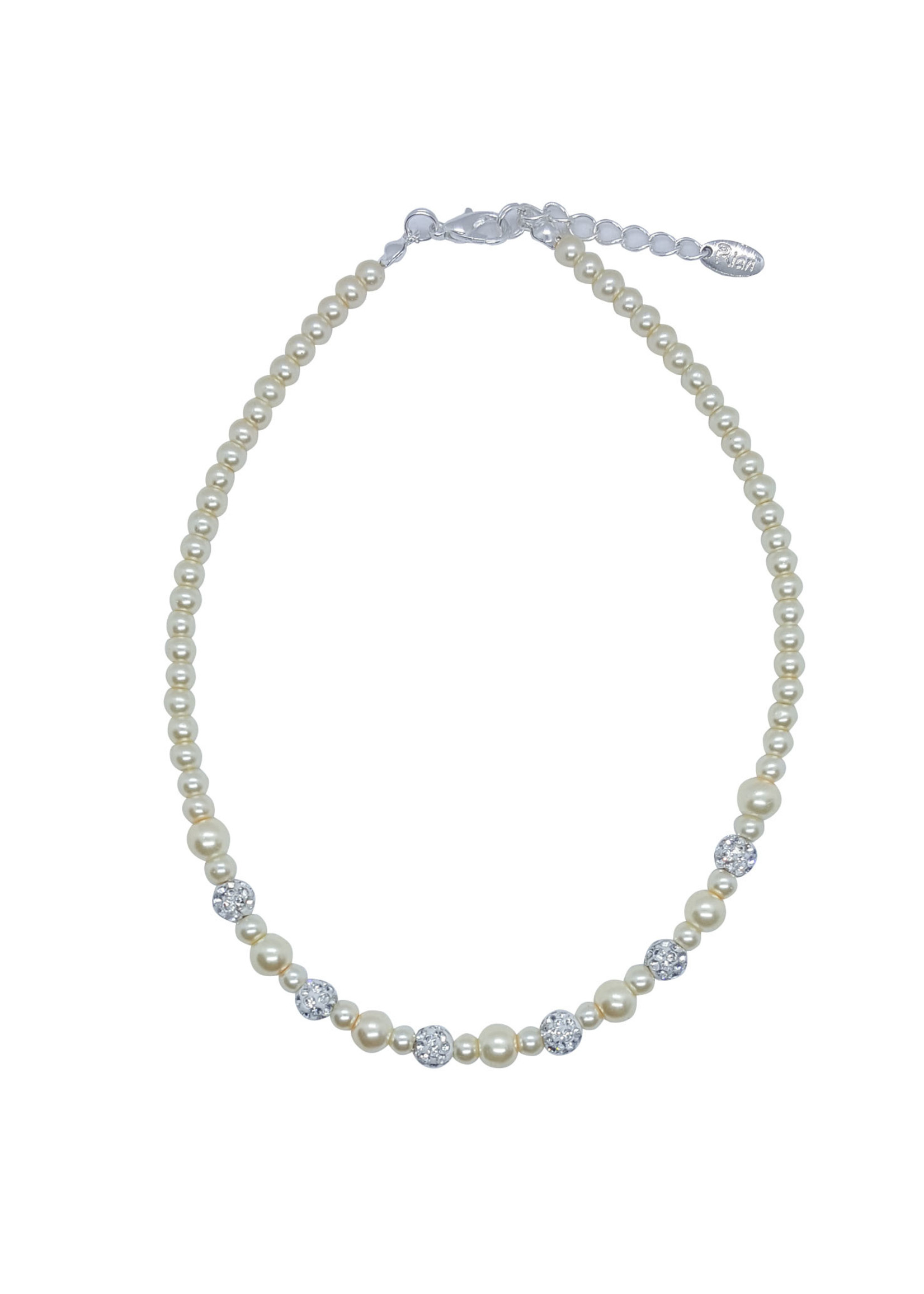 Rian Rian Parel ketting goud met glittersteentjes