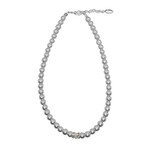 Rian Rian Parel ketting grijs met steentje