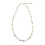 Rian Rian Parel ketting  off white met glittersteentjes