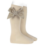 Condor Condor Kniekousen beige 304 met fluwelen strikken