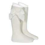 Condor Condor Kniekousen  off white met fluwelen strikken
