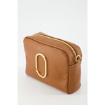 Leer Tasje cognac met goud detail