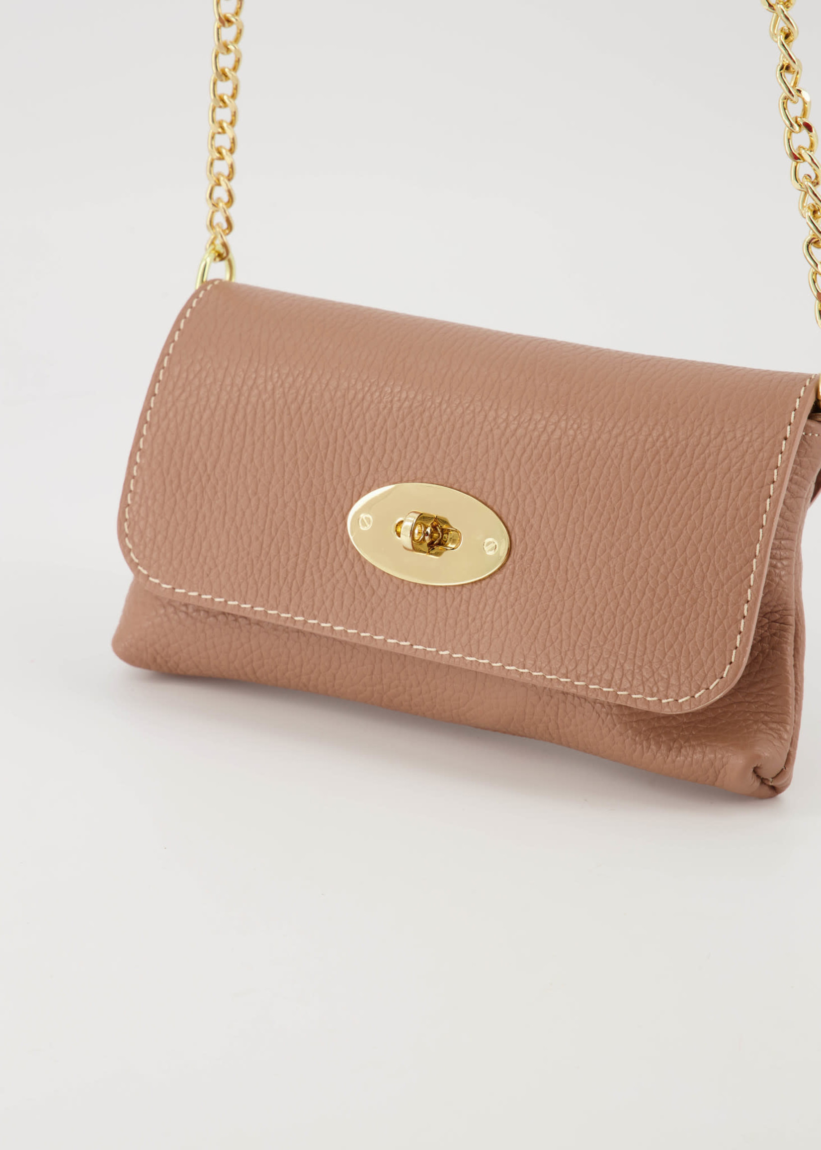 Teatro Leer Tasje cognac met gouden details