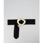 Suede Riem zwart met gouden gesp