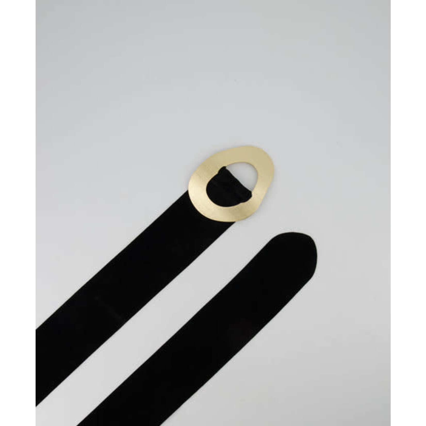 Suede Riem zwart met gouden gesp