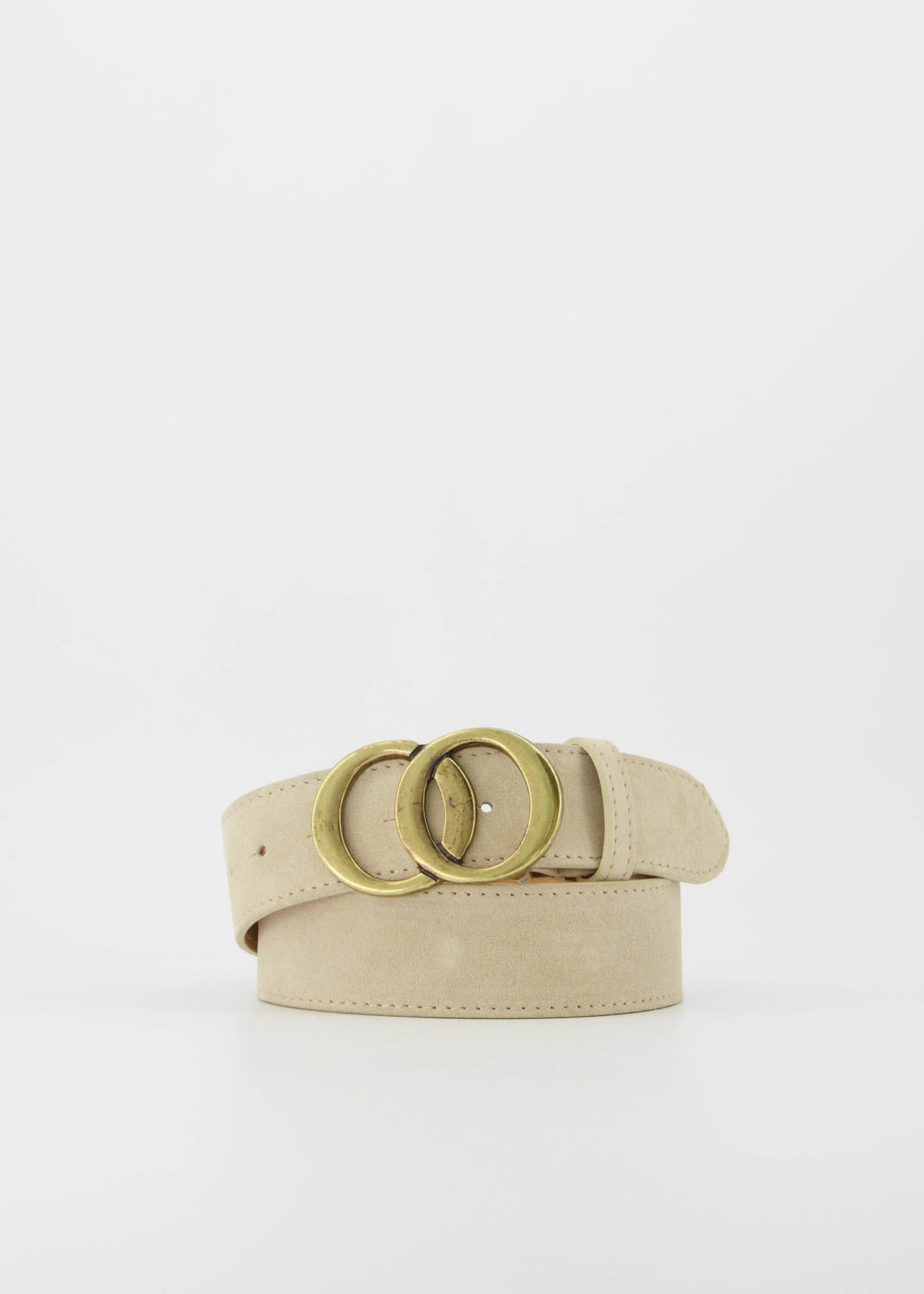 Teatro Riem Suede beige met gouden gesp