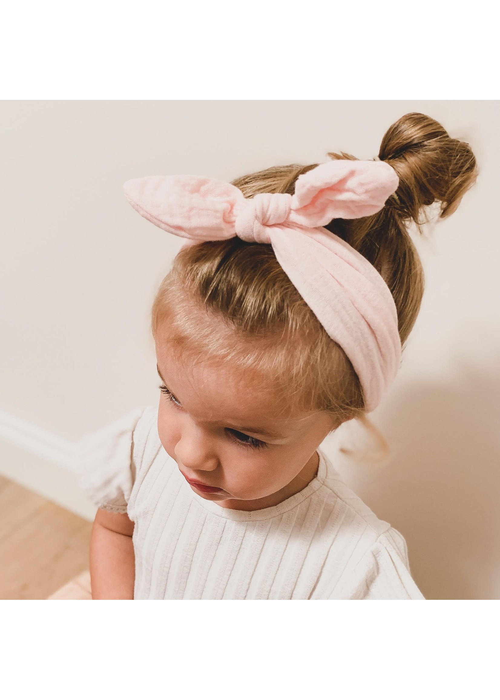 Your little miss Your Little Miss Baby haarbandje met knoop en strik rose muslin