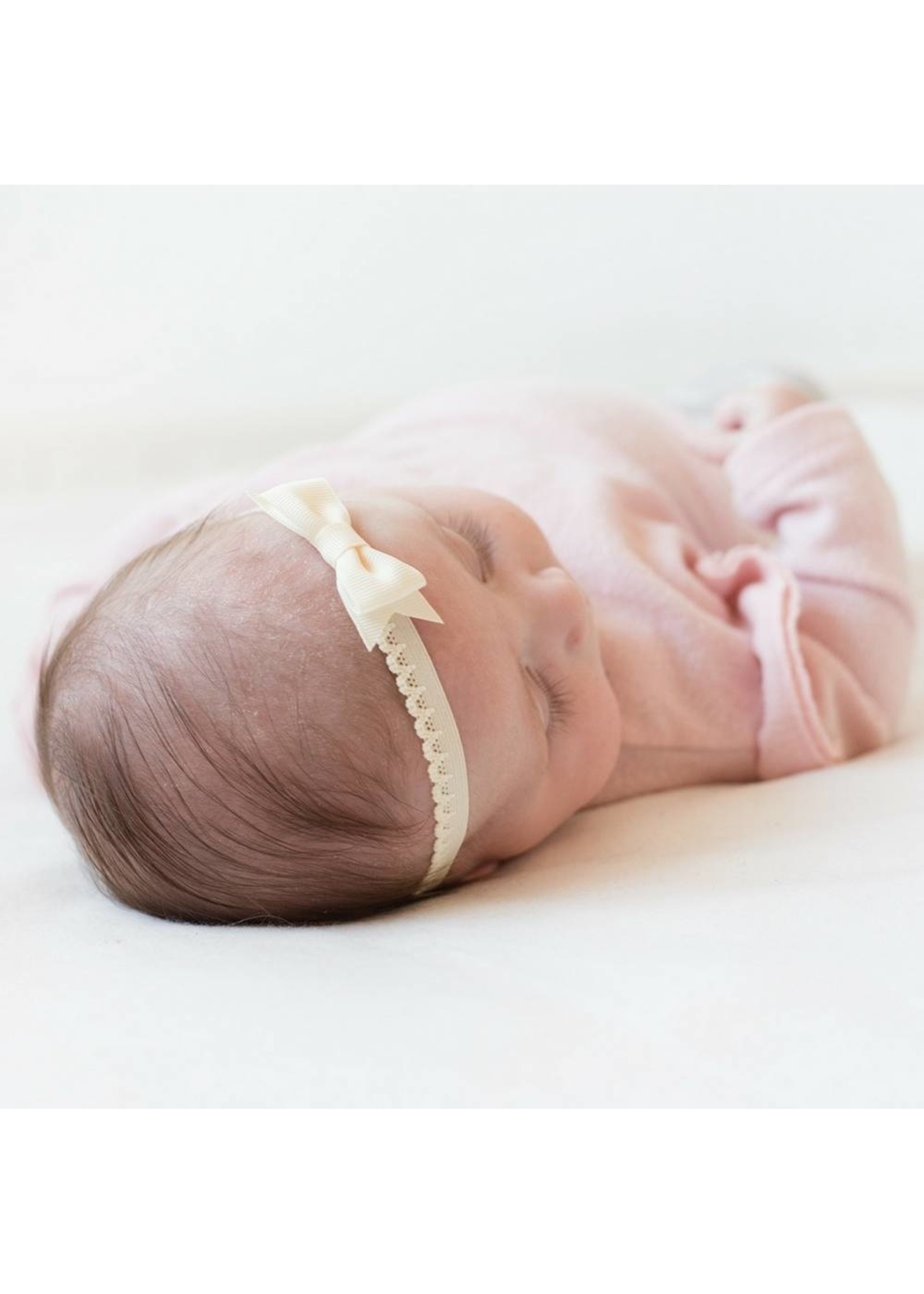 Your little miss Your Little Miss new born Baby haarbandje met kanten strik ivory