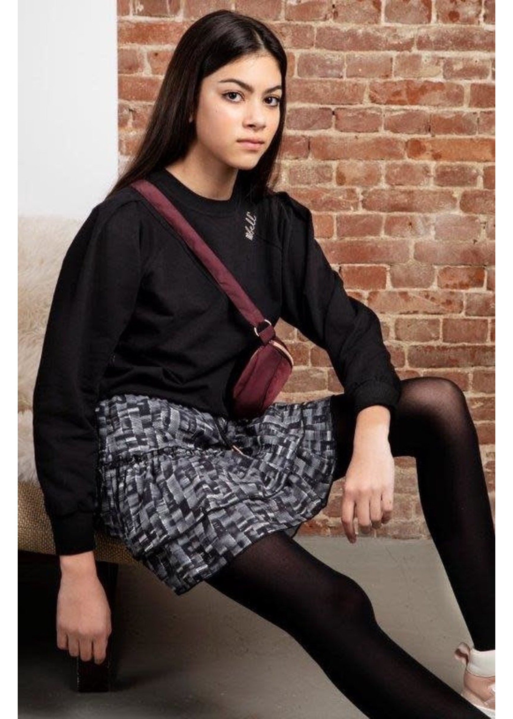 Nobell Nobell Najak short skirt Inktprint AOP Q209-3700 Jet Black