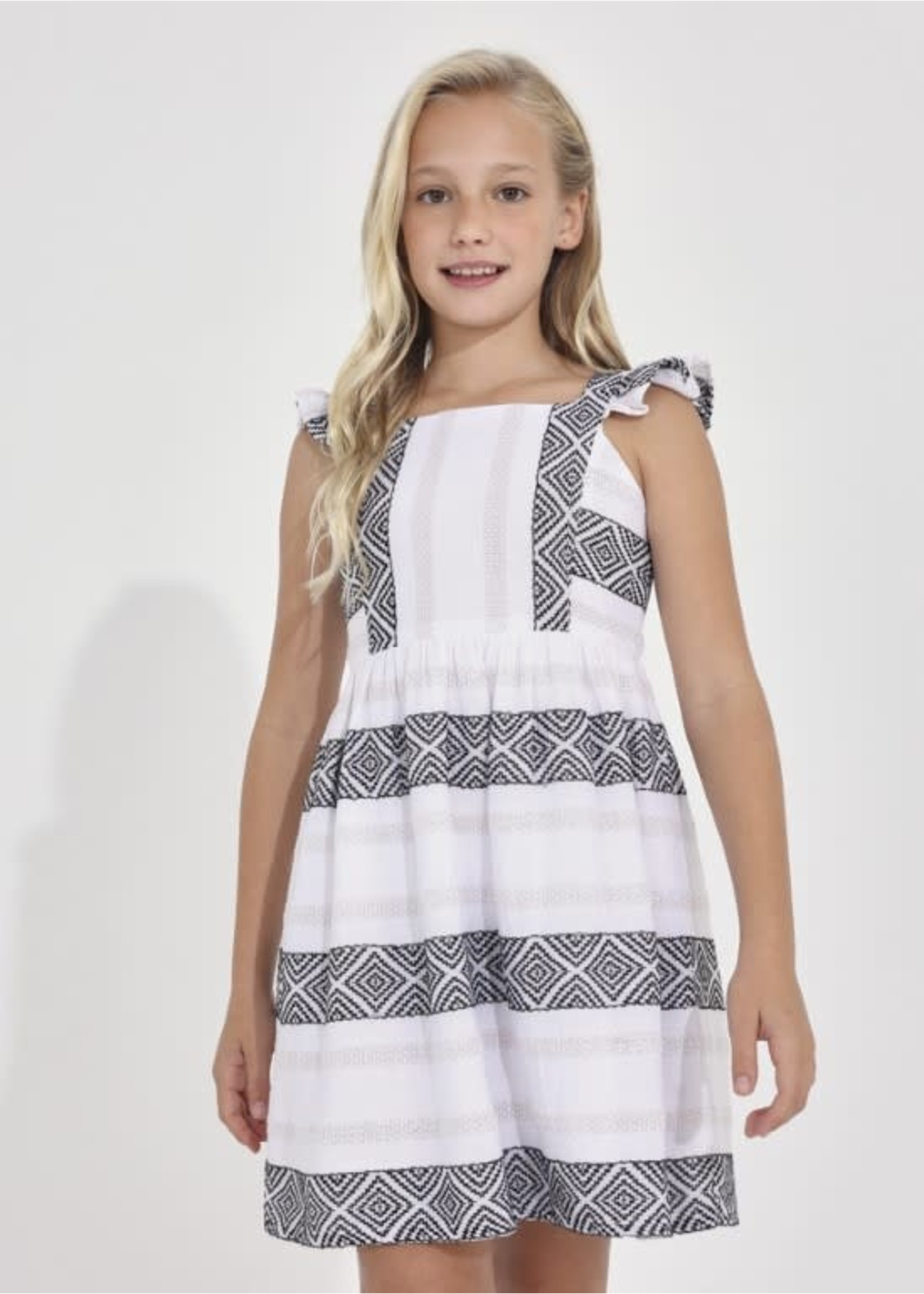 Mayoral Mayoral Lurex jacquard dress White-Blac - 23 06919