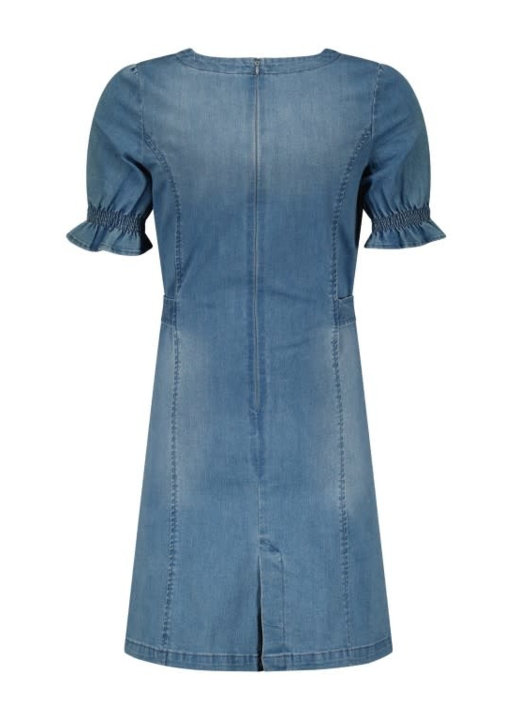 Nobell Nobell Mila light weight denim fitted dress with puffed s/sl Q212-3802 Pearl