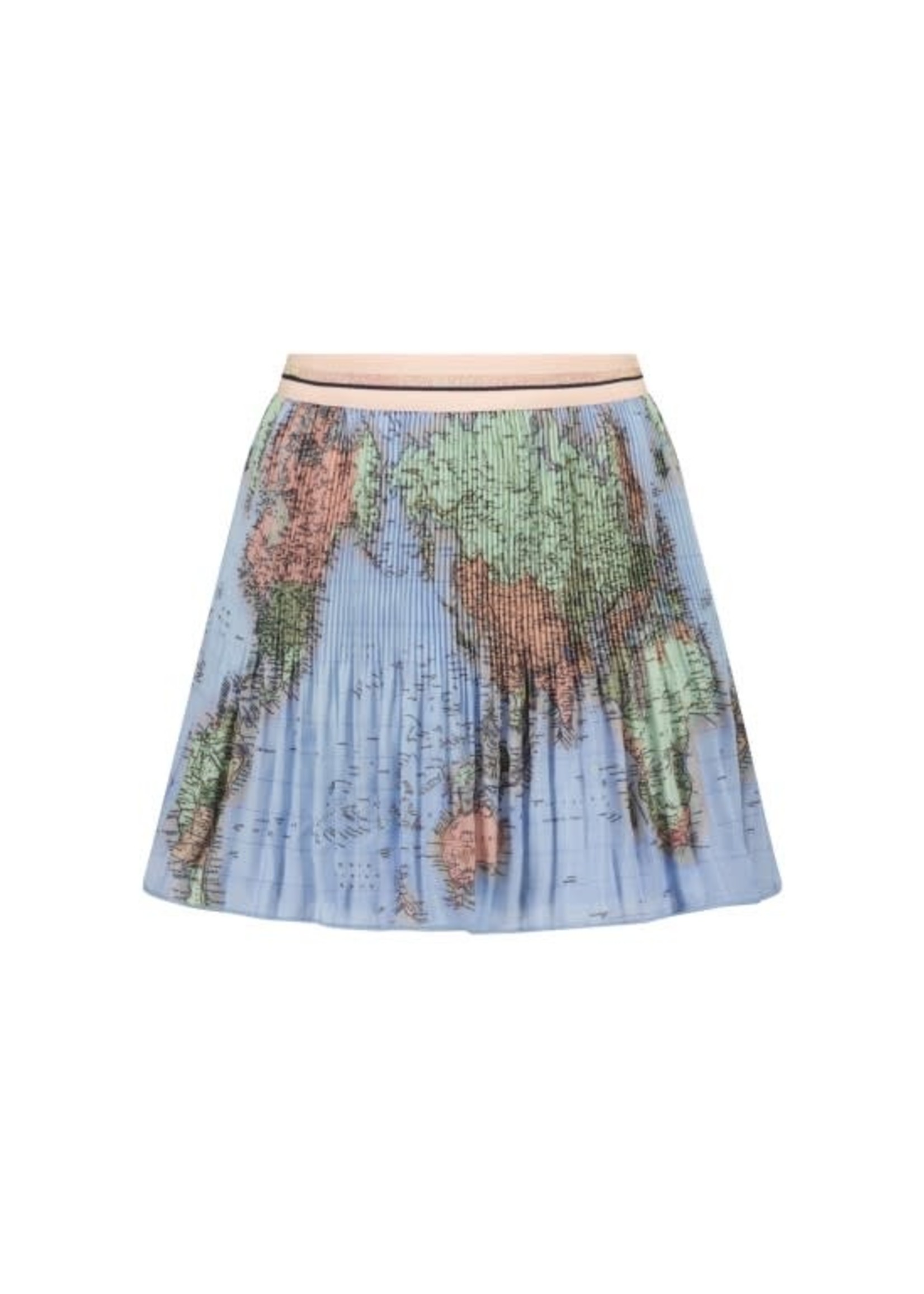 NoNo NoNo Nulan world map short plissee skirt N212-5703 Kentucky Blue