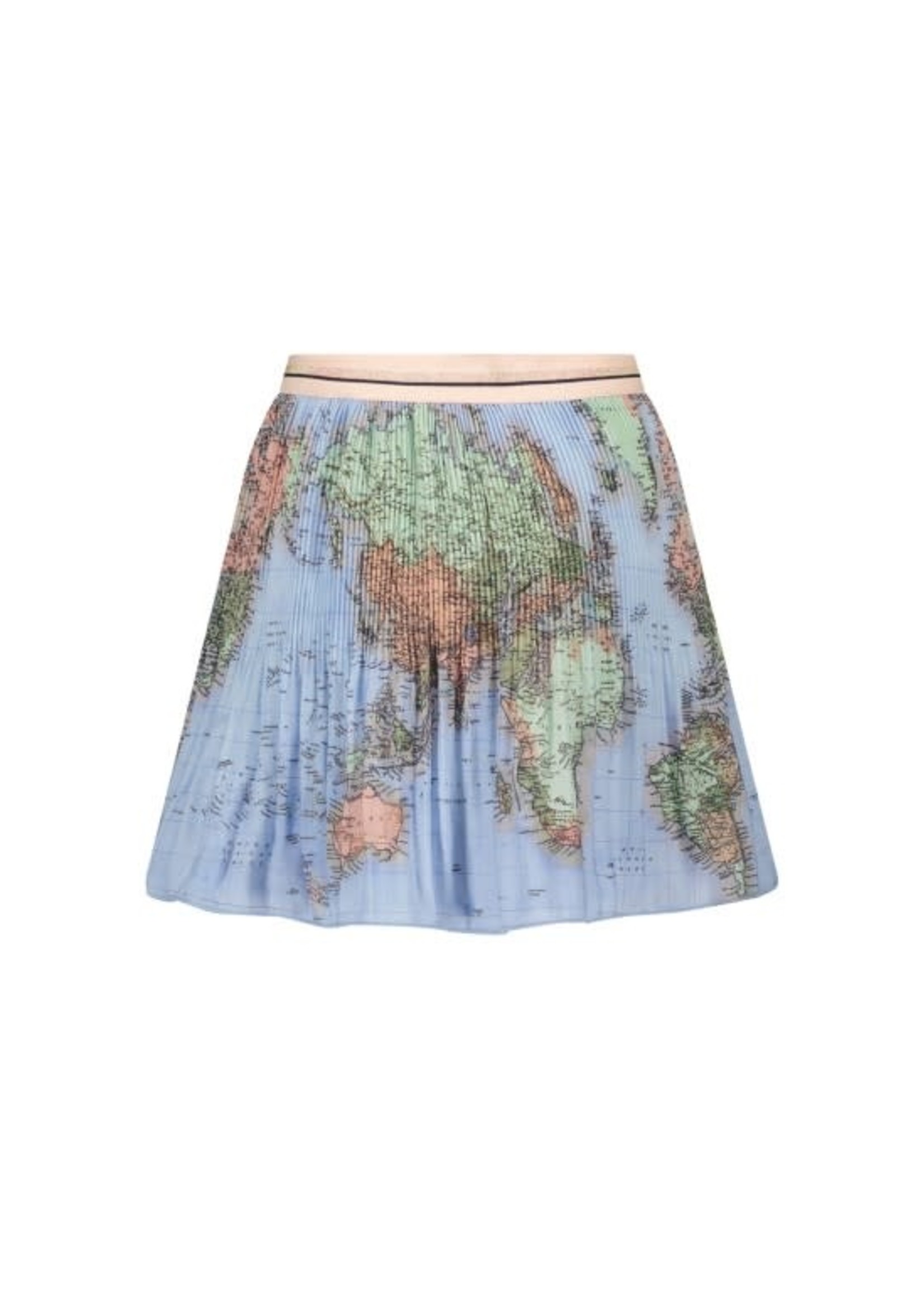 NoNo NoNo Nulan world map short plissee skirt N212-5703 Kentucky Blue