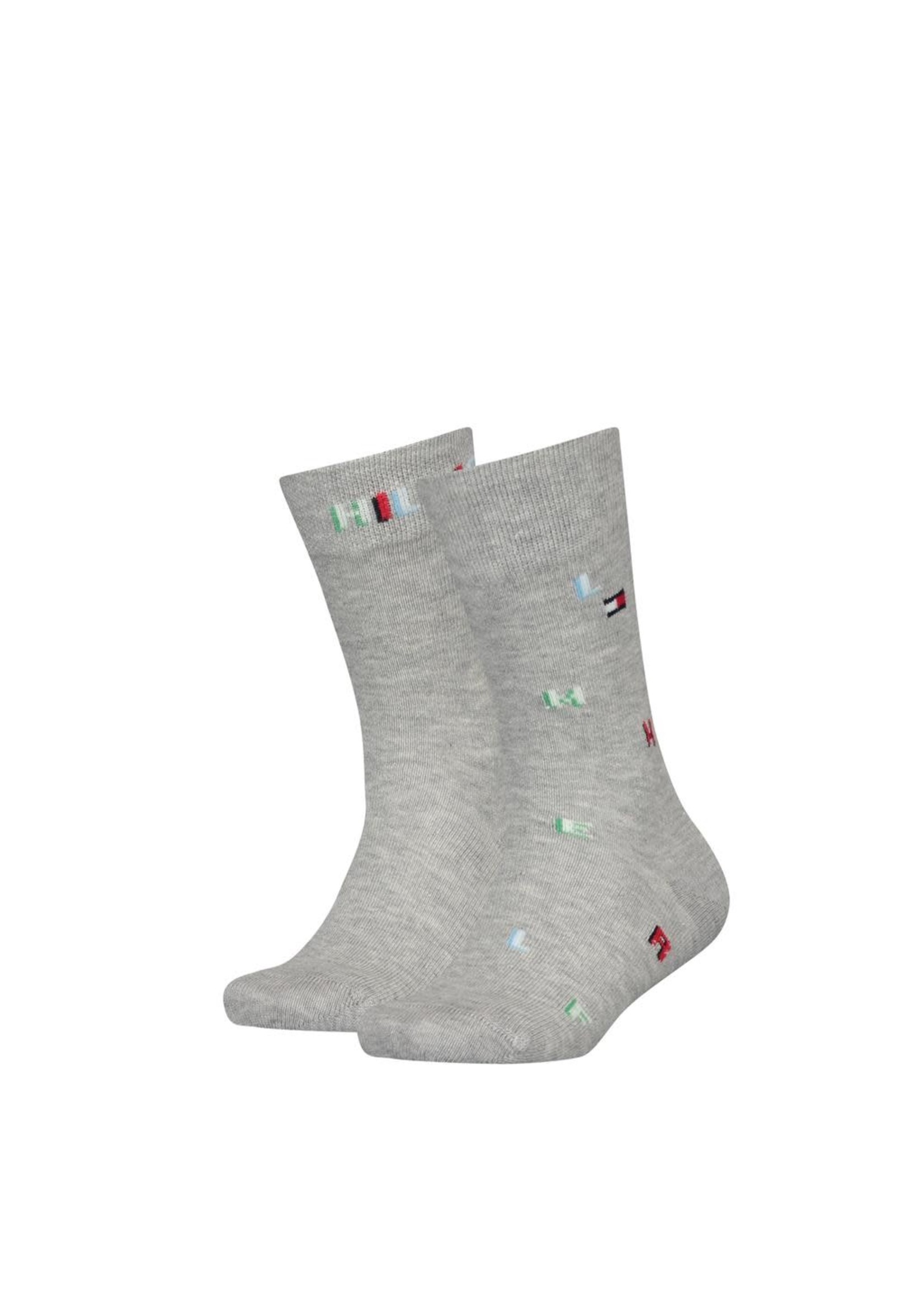 Tommy Hilfiger Tommy Hilfiger SOCK 2P LETTER AOP LIGHT GREY MELANGE/MULTICOLOR