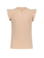 Nobell Nobell Kiss rib jersey top cap sleeve with v-neck and 3 buttons at front Q302-3405 Rosy Sand