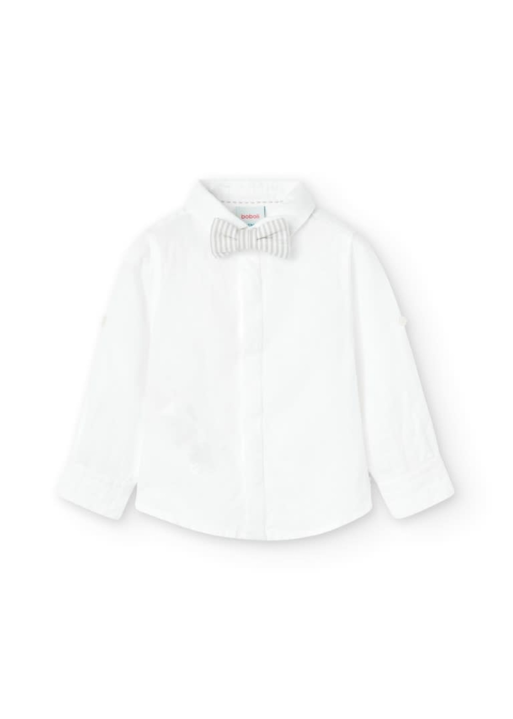 Boboli Boboli Linen shirt long sleeves for baby boy WHITE 716150B