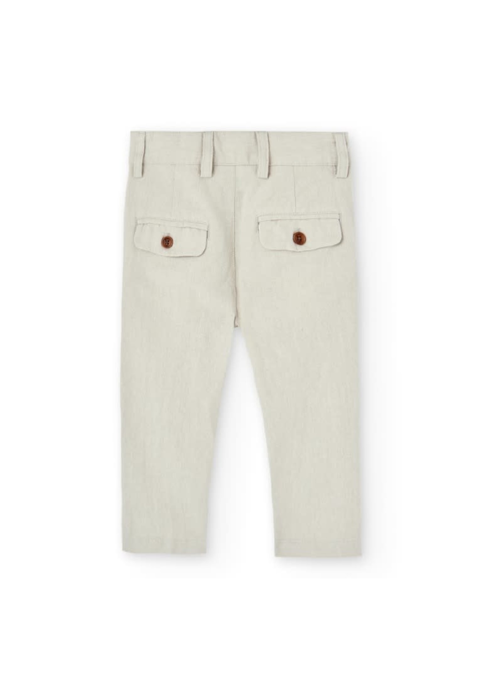 Boboli Boboli Linen trousers for baby boy stone 716161B