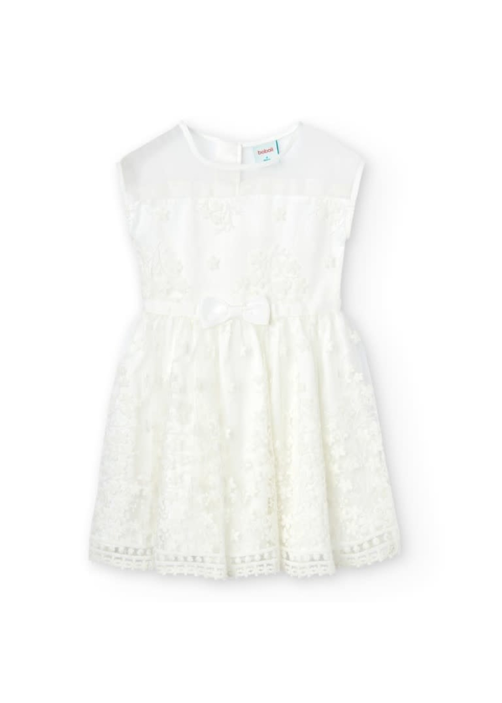 Boboli Tulle dress embroidery for girl off white 726094