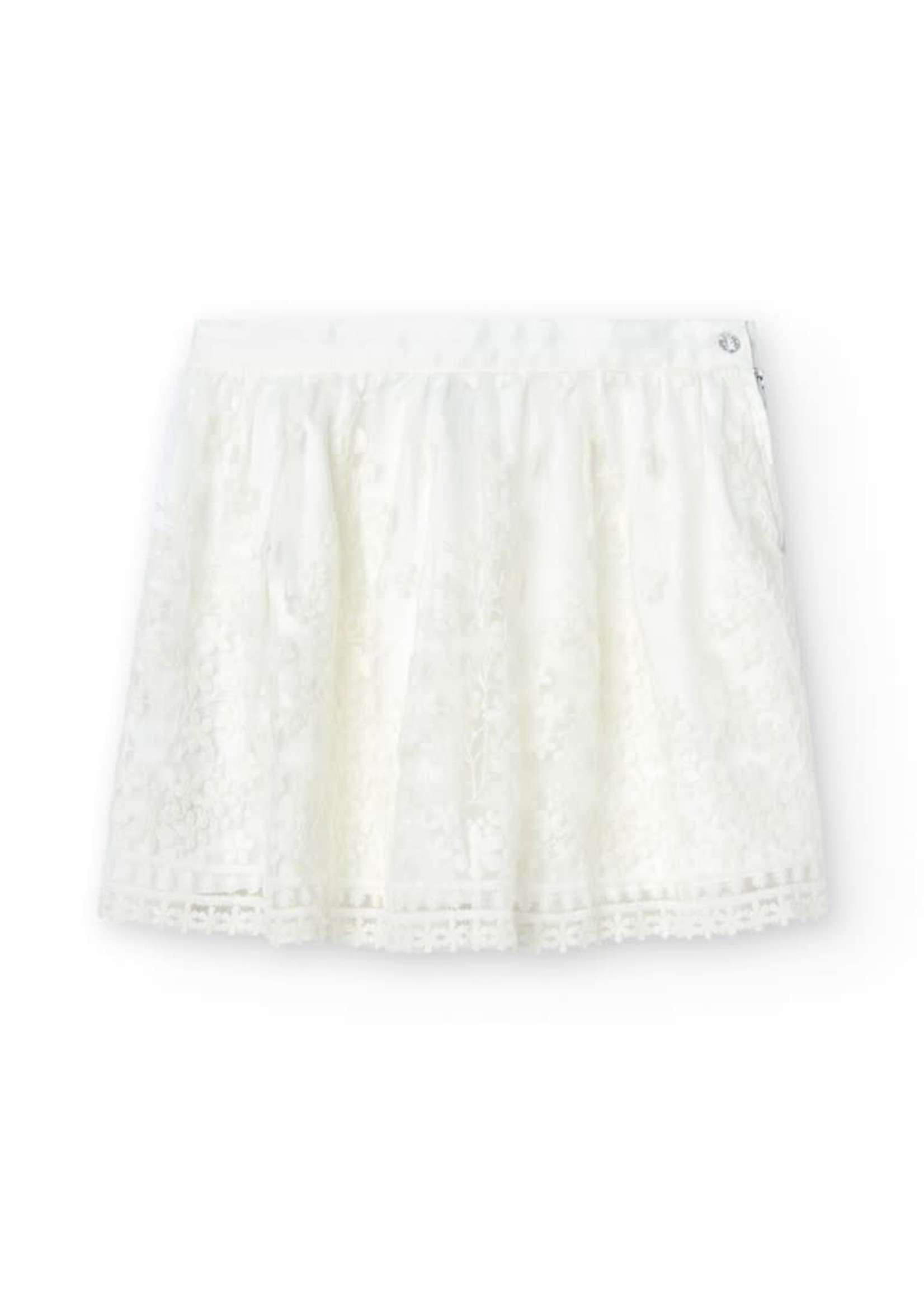 Boboli Boboli Tulle skirt embroidered for girl off white 726117